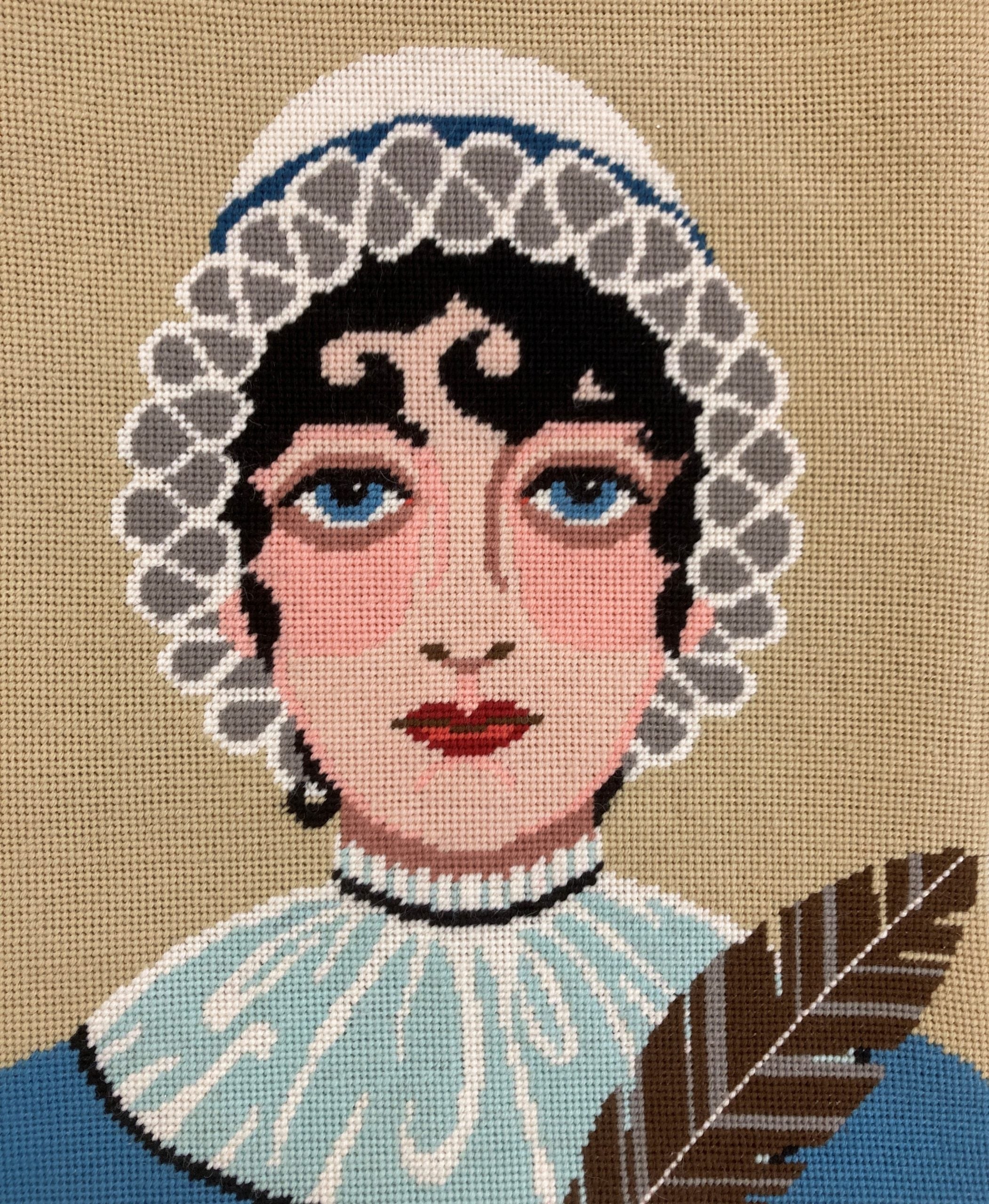 Jane Austen útsaumsmynd - 30 x 34 cm